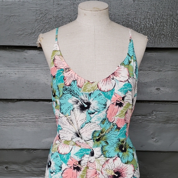 H&M Hibiscus Floral Backless Maxi Dress sz 12 - Picture 4 of 12